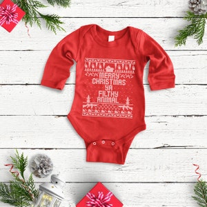 Merry christmas ya filthy animal onesie 2025