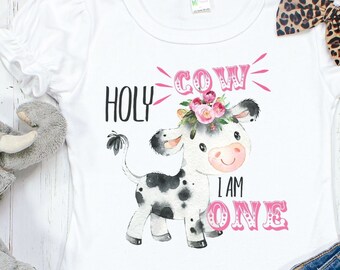Holy Cow I am ONE Girls Birthday Shirt | Farm Birthday shirt | Cowgirl BIrthday | First Birthday Shirt | Girl First Birthday | 1st Birthday