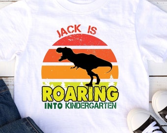 Roaring Into Kindergarten Dinosaur Shirt |  Boys Kindergarten Shirt |  Dinosaur School Shirt | Kids Back To School Kindergarten Shirt
