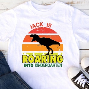 Roaring Into Kindergarten Dinosaur Shirt |  Boys Kindergarten Shirt |  Dinosaur School Shirt | Kids Back To School Kindergarten Shirt