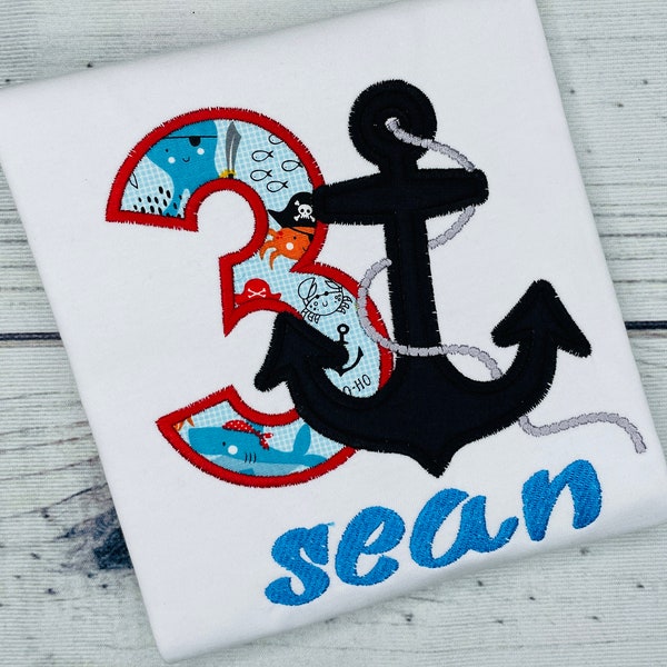 Sea Animals Birthday Shirt | Pirate Birthday Shirt | Beach Birthday Shirt | Boys Birthday Shirt | Anchors Away Birthday Boy Shirt