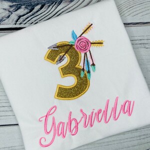 3rd Boho Birthday Shirt | Floral Boho Birthday Shirt | Three and Wild Birthday | BOHO Birthday Girl | Floral Arrows and Feathers Birthday