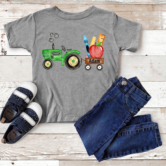 Back To School Tractor Shirt | Boys Pre-K Here I come Shirt | Kindergarten Here I Come | School Supply Tractor | Kids Back To School Shirt