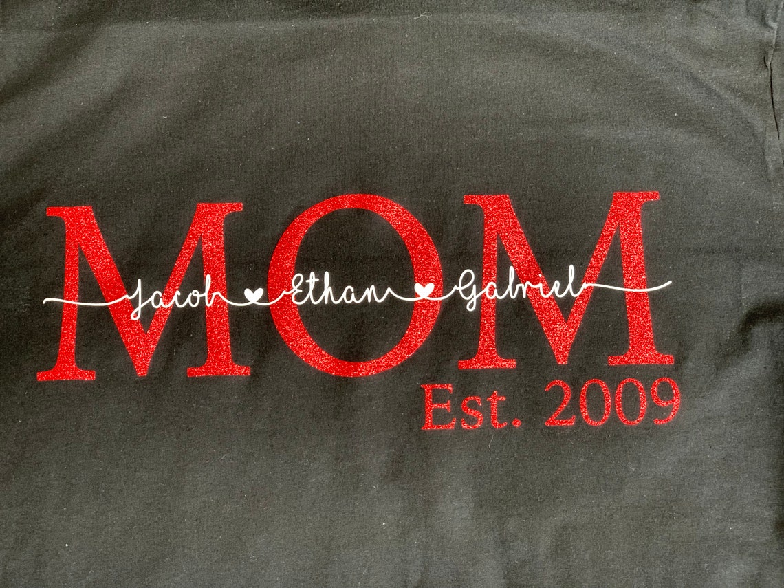 MOM ESTABLISHED Shirt / Top Mom Shirt with Kids Names Mom | Etsy