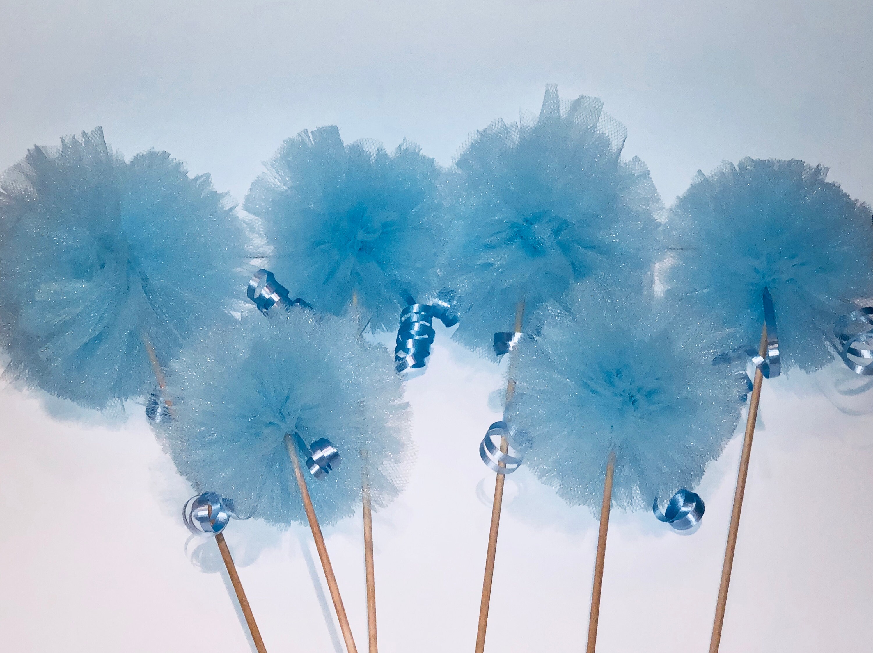 3 Pom Poms on a Stick CENTERPIECE addition Set of 6 Etsy