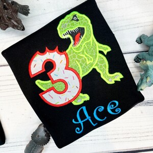 Dinosaur birthday shirt, Dino bday shirt, T-rex shirt, two, three rex, any age, embroidered Dino birthday shirt, Tyrannosaurus rex shirt