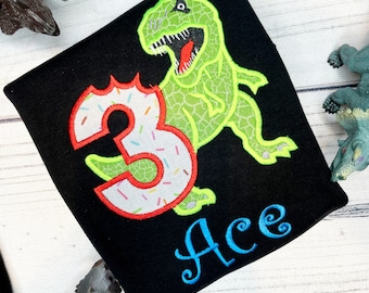 Dinosaur birthday shirt, Dino bday shirt, T-rex shirt, two, three rex, any age, embroidered Dino birthday shirt, Tyrannosaurus rex shirt