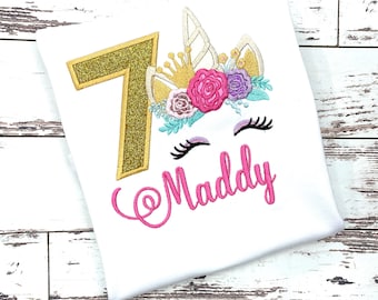 Unicorn Birthday Shirt, Unicorn Princess Birthday Girl, Unicorn Party, Unicorn Birthday, Unicorn 7th birthday, Unicorn Girl Birthday Shirt