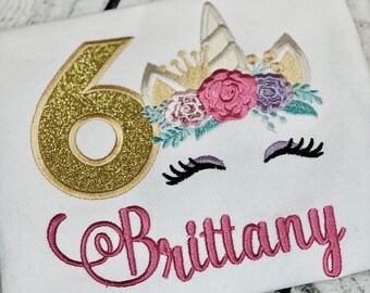 Unicorn Birthday Shirt, Unicorn Monogram Birthday Girl, Unicorn Party, Unicorn Birthday, Unicorn 6th birthday, Unicorn GIrl Birthday Shirt