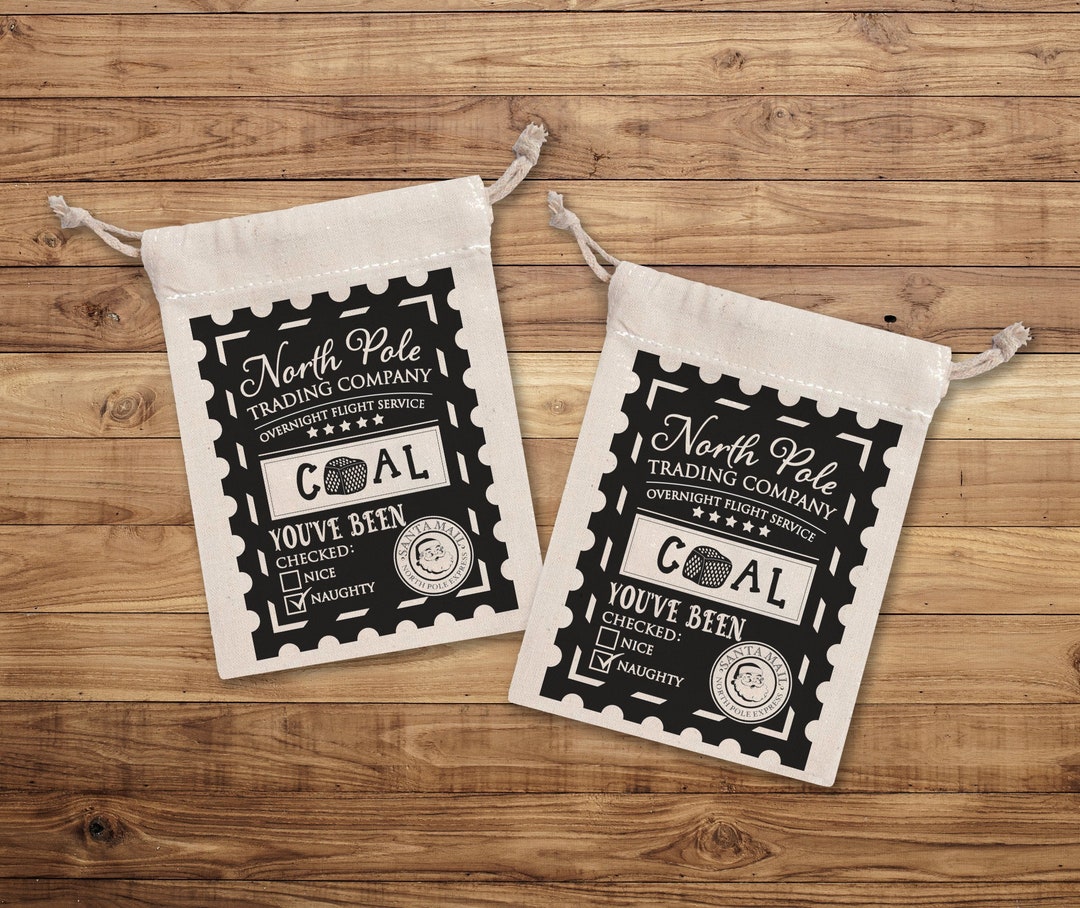 CHRISTMAS SANTA COAL Gift Bag, Lump of Coal, Naughty List, Stocking