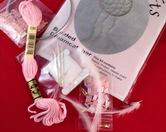 DreamCatcher (beaded) DIY bead kit, beginner, easy kit 2 colourways Red or Pink