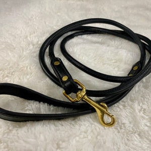 Personalized Rolled Leather Dog Leash zdjęcie 2