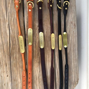 Personalized Rolled Leather Dog Collar with One Brass Tag immagine 3