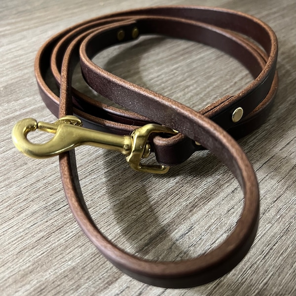 Flat Leather Dog Leash