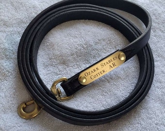 Leather Horse  or Dog Lead with personalized brass tag