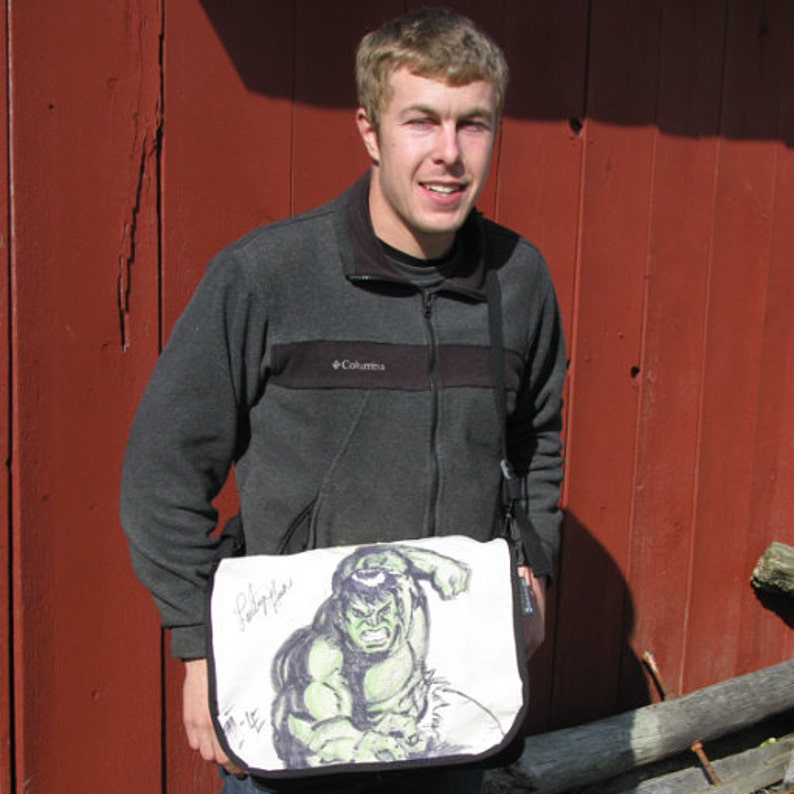 Lou Ferrigno Autographed The Hulk Original Artwork Shoulder Bag 110214-8 image 4