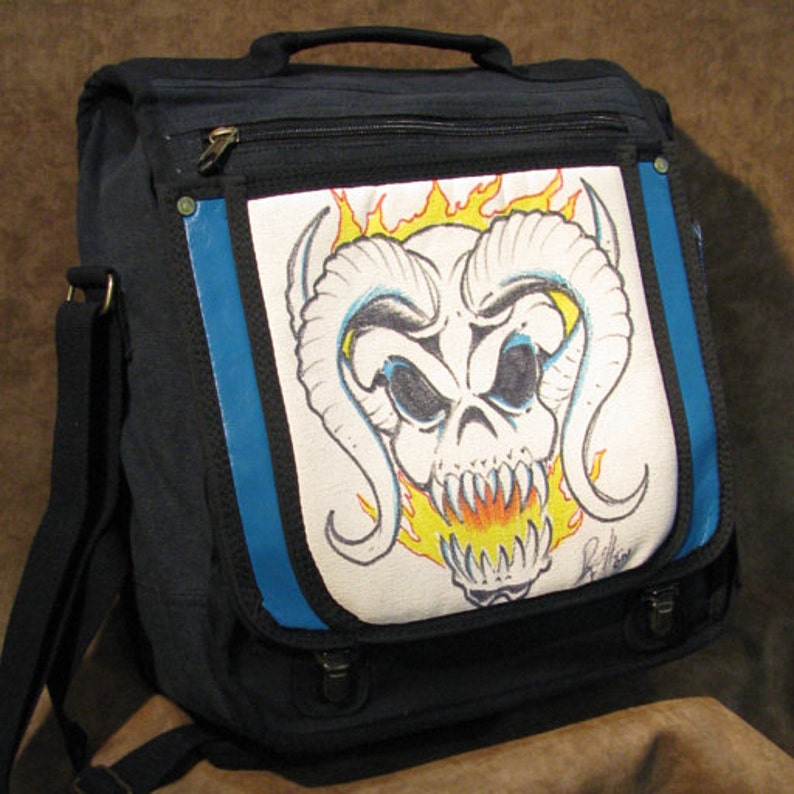 The Devil Beast by David Wong Original Artwork Handpainted Backpack Messenger Bag image 2