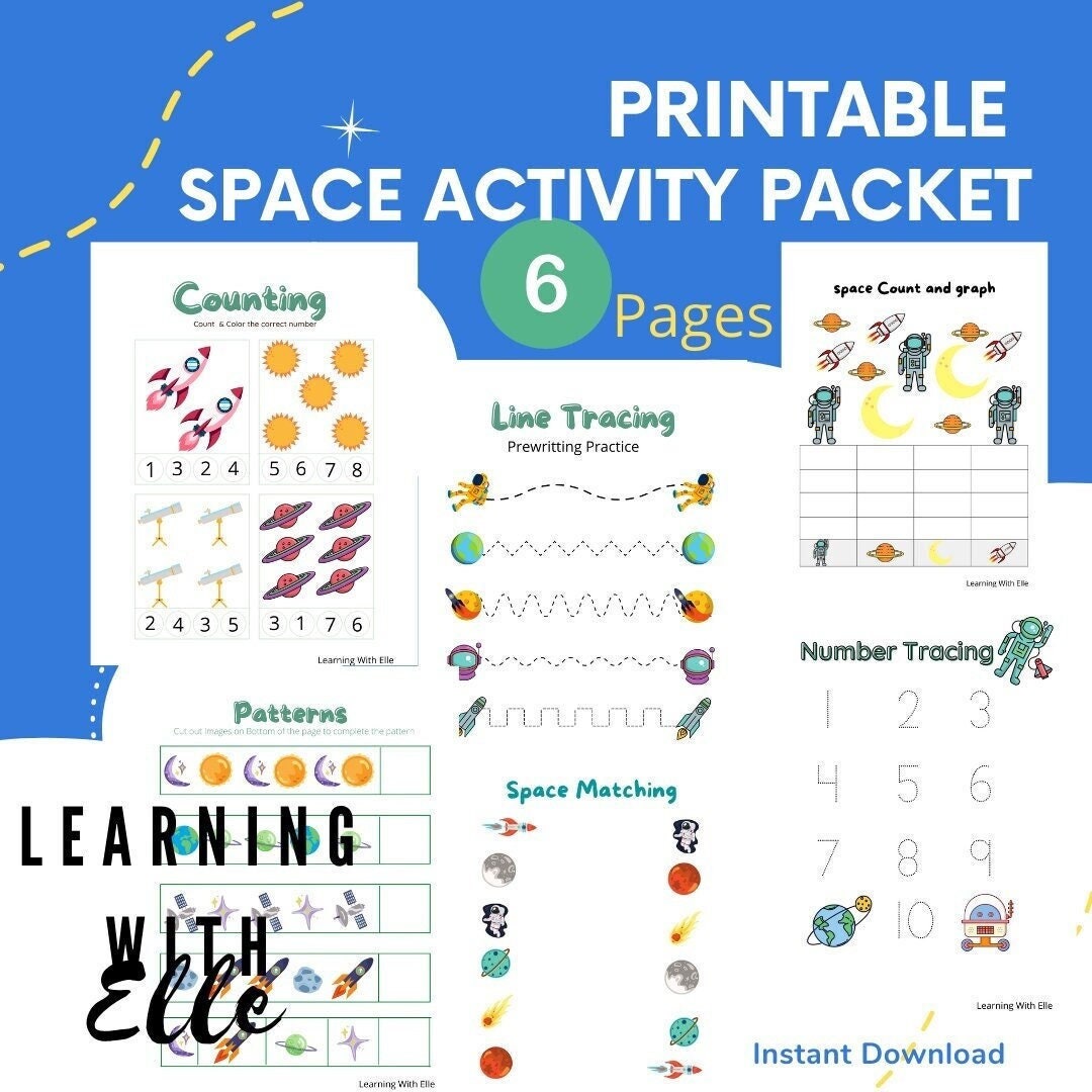 Space Kids Activity Sheets, Activity Sheet for Kids, Toddler Learning ...