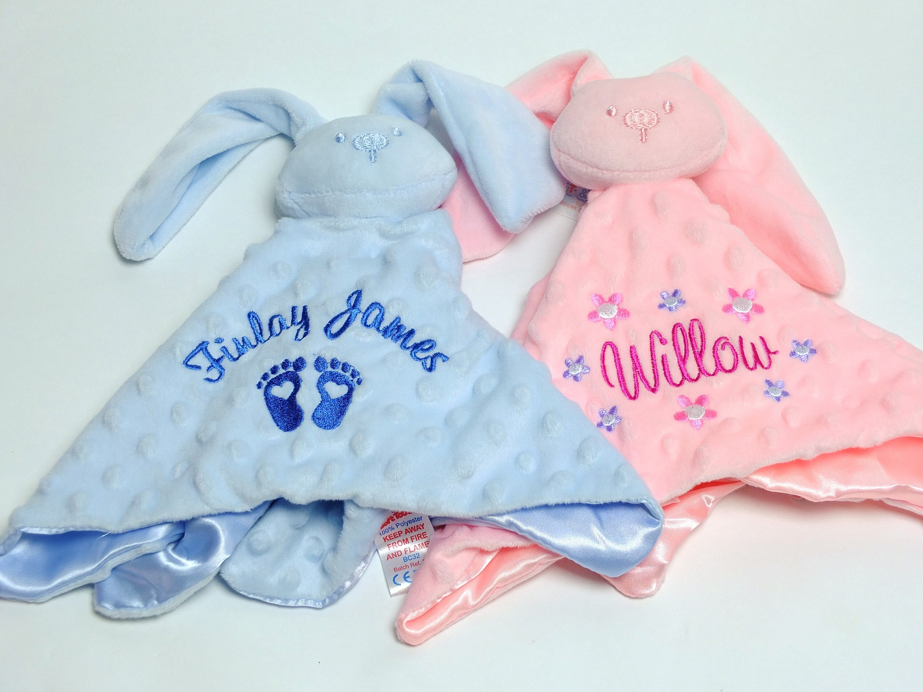 Personalised Baby Comforter Comfort Blanket Baby Girl Boy Bunny
