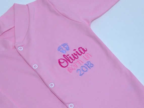 personalised baby girl sleepsuits