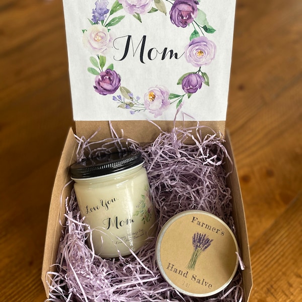 Personalized Candle & Hand Salve Gift Box - Mother's Day