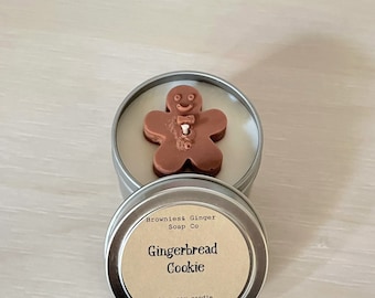 Gingerbread Cookie 4oz soy candle tin Christmas gift, co worker gift, teacher gift, candle gift, gift for her, gingerbread candle,small gift