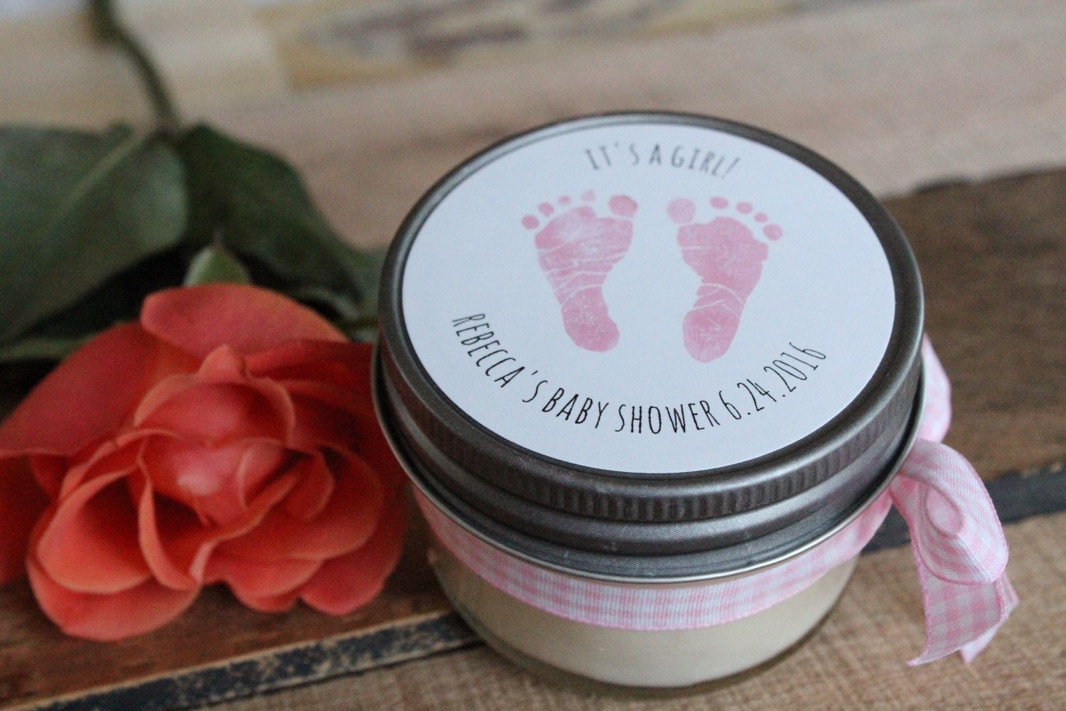 Personalized Baby Shower Favors Girl: 4oz Soy Candle - Etsy