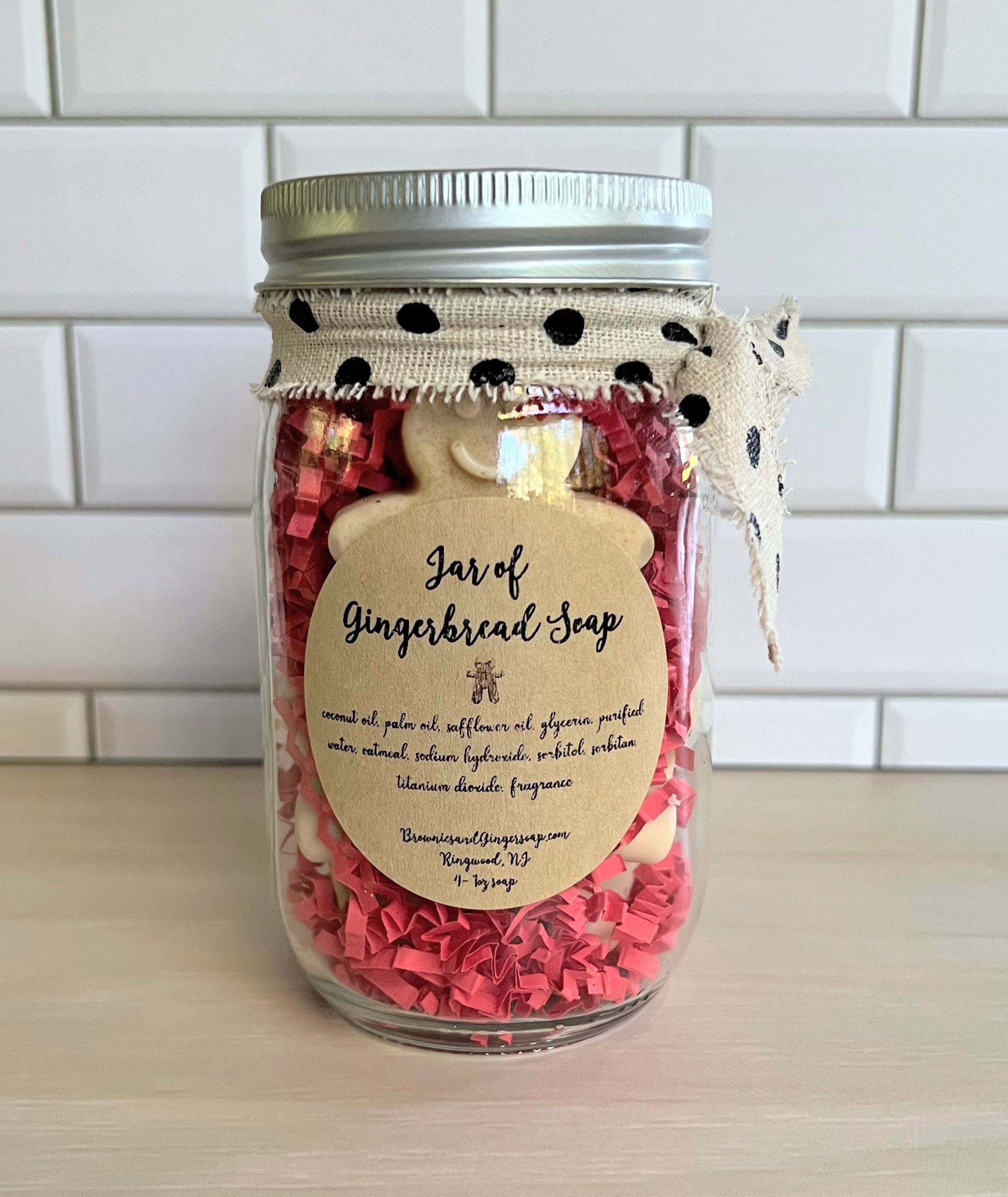 Gingerbread Soap Jar, Holiday Gift, Teacher Gift