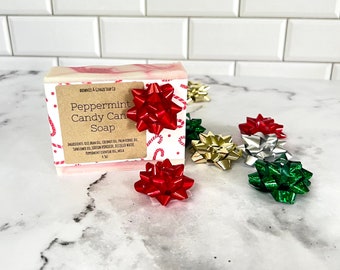 Peppermint Soap Bar, Candy Cane Soap, Christmas gift, stocking stuffer, Small Christmas gift, coworker gift, natural soap, vegan soap