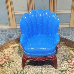 RENWAL - Barrel-Back Living Room CHAIR - 1945-1956 - Vintage Dollhouse Furniture  - Fits Marx Mansion/Marxie - Ideal - Plasco - 1:16