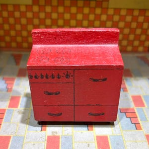 RARE Miniaform, Art Deco 1930&#39;s Kitchen Stove, Vintage Miniature Dollhouse Furniture, wood/metal, fits Kage, Strombecker, Built-rite 1:16