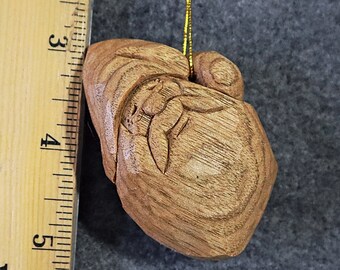 Houten ornament, handgesneden hout Santa noggin, kunstenaar Christine Coffman, verzamelbaar houten ornament, originele kunst, Butternut hout Saint Nick