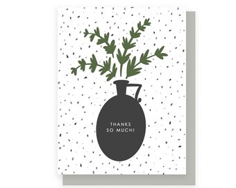 Thanks So Much! Greek Vase with Terrazzo Card | Thank You Card, Modern Millennial Card, Flower Vase Illustration Card