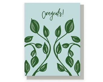 Congratulations Card - Congrats! with Trellis Leaves | Celebration Card, Encouragement Card, Retirement Card, Graduation Card, Hooray Card