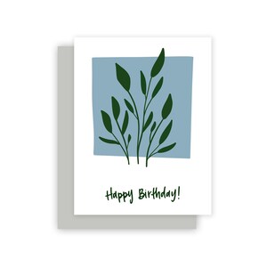 Happy Birthday - Leaves Card | Plant Lover Birthday Card, Gardener Plants, Potted Plants Card, Modern Geometric Card