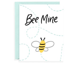 Valentines Day Card -  Bee Mine | Punny Love Card, Funny Valentine, Galentine, Palentine, Honey Bee, Cute Valentine’s Day Card