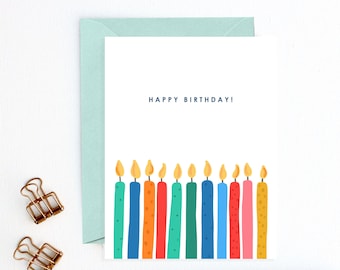Birthday Card - Happy Birthday, Candles | Birthday Cake Card, Children Birthday Card, Cute Birthday Card, Birthday Candles