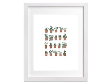 Print - Potted Plants |  8x10, Wall Art, Poster Print, House plants, Plant Lover, Cactus, Bohemian, Home Decor, Christmas Holiday Gift