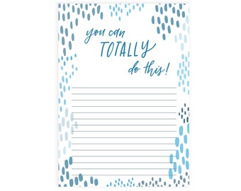 Notepad- You Can Totally Do This! | Hand Lettered | Dotted Writing Pad | Daily Affirmations | To do List Pad | Social Stationery