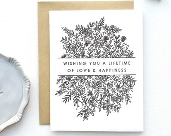 Wedding Card - Wishing You A Lifetime Of Love And Happiness | Happy Wedding Day, Marriage Celebration, Wedding Bridal Shower, Engagement