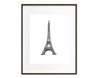 Eiffel Tower | Wall Art, Paris Architecture Illustration, European Decor, Wall Art, Room Decor, Home Decor, Housewarming, Apartment Decor