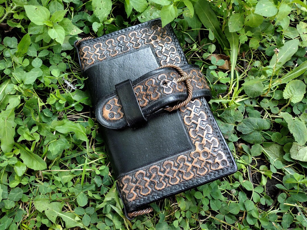 Faux Medieval Travel Bookcase. Handmade Leather Phone Pouch/case With