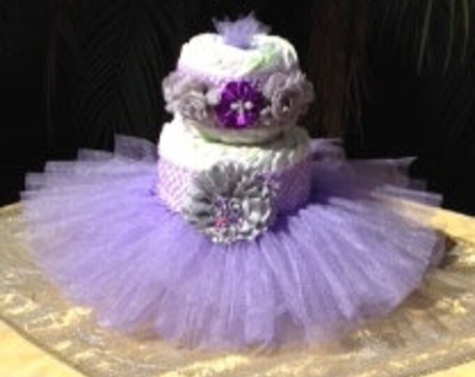 Tutu Diaper Cake Kit Purple It's A Girl, Baby Shower Decoration