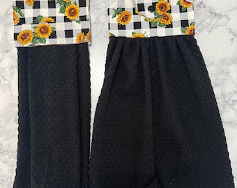 Sun Flowers Top and Kitchen towels, Oven Door Towels, Hanging cup Towels ,Kitchen Tea Towels
