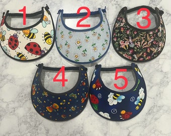 Ladies sun visor Yellow  Daisy  Sun visor Blue Daisy visor Ladies sun visor, Lightweight visor fabric visor