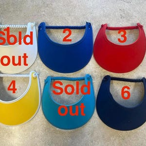 White visor, Black visor, Red visor, Yellow visor, Navy visor, Blue visorSolid color sun visor with fabric trimmed edges ,light weight Visor
