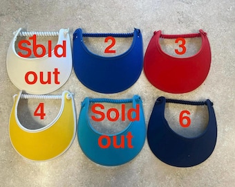 White visor, Black visor, Red visor, Yellow visor, Navy visor, Blue visorSolid color sun visor with fabric trimmed edges ,light weight Visor