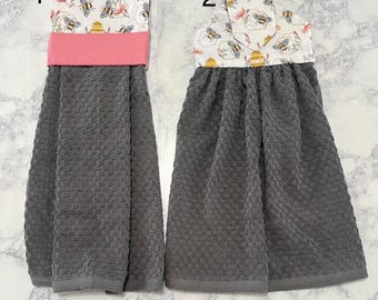 Honey Bees Top and Hanging Kitchen towels, Hanging Towels ,Kitchen Hand Towels, Kitchen Tea Towels , Hanging Cup towel