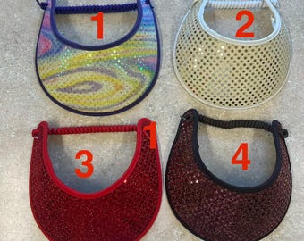 White visor - Gold visor - Red visor - Brown visor - Purple visor - Royal visor color - sun visor fabric trimmed edges -light weight Visor