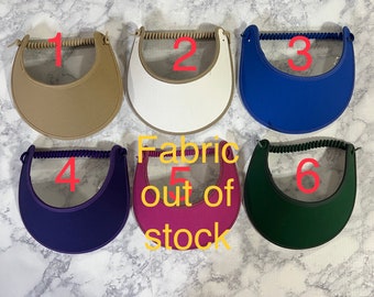 Tan visor, Cream visor, Royal visor, Purple visor,Magenta visor, Dark Green color sun visor with fabric trimmed edges ,light weight Visor